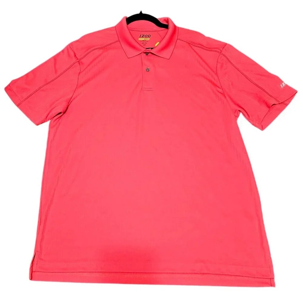 Izod‎ Men's Cool FX Performance Polo Shirt L/G Salmon - Picture 12 of 16